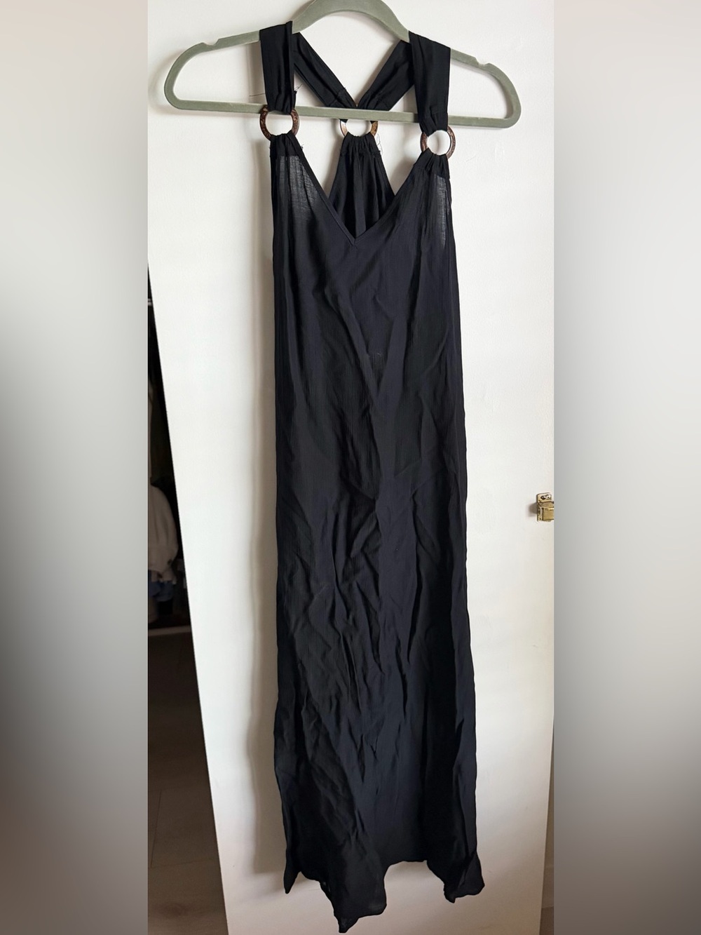 SHEIN Black Maxi Dress with Ring-Back Straps